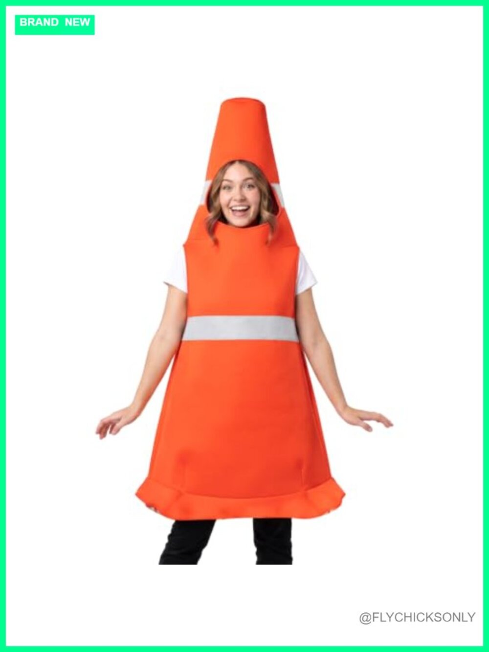Adult Traffic Cone Costume with Reflective Strips, 56" Polyester, Halloween